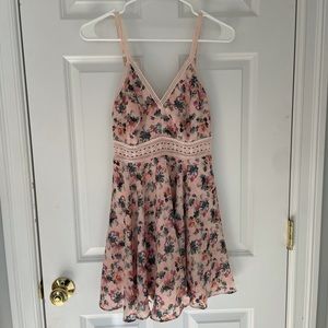 Pink floral mini dress